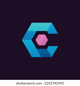 Diseño de logotipo de onda de la letra C, diseño de logotipo moderno Vector de plantilla de iluminación Vector libre