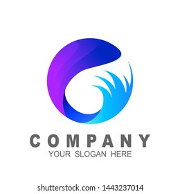 Letter c and wave logo template, symbol, icon