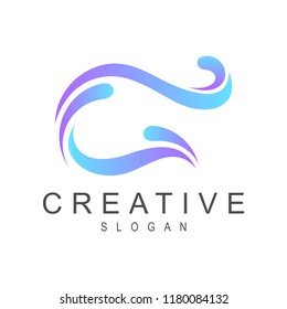 letter c with wave shape, initial letter c logo design, wave icon, letter c logo design
