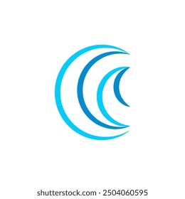 letter c wave water tourism logo vector design