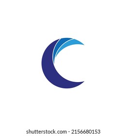 letter C waves geometric symbol simple logo vector