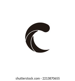 Letter C waves, geometric symbol simple logo vector