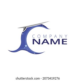 Letter C + Waves Logo Design
