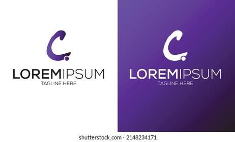 Carta C Concepto de diseño de logotipo web para empresas de empresa Archivos EPS de vectores de tema negro y blanco