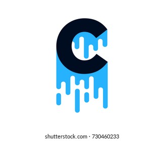 Letter C Wet Color Paint Icon Logo Design Element