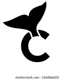 Letter C Whale Logo Design Template Vector Sign
