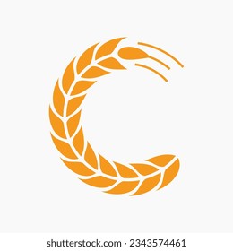 Letter C Wheat Logo For Agriculture Symbol Vector Template