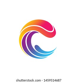 Letter C which forms colored waves
