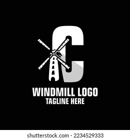 Letter C Windmill Logo Design Template Inspiration, Vector Illustration.