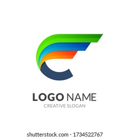 Letter C Wing Colorful Logo Design, Modern Initial Name Business Logo Vector