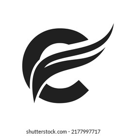 Letter C Wing Logo Design. Transportation Logo Letter C and Wings Concept