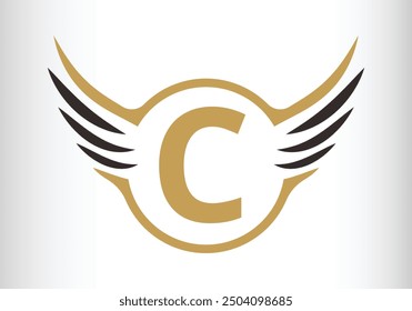 Letter C Wing Logo Design Initial Flying Wing With Letter Logo