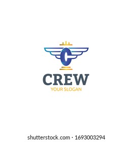 Letter C with Wings and Crown Logo