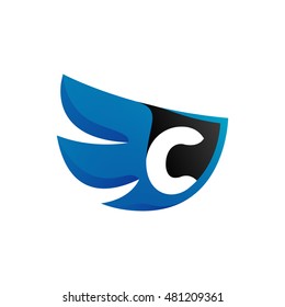 Letter C with wings design elements logo. Wings icon