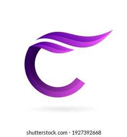 letter c wings gradient logo vector icon