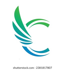 Buchstabe c) Logo-Vorlage für Flügel, Buchstabe c Flügel Logo, Vektorelement