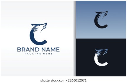 Letter C Wolf Logo Vector