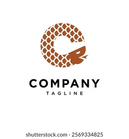 Letter C Wood Snake Logo Icon vector