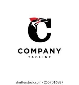 Letter C Woodpecker Logo Icon Vector