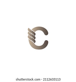 Letter C wrapped in rope icon logo design illustration vector