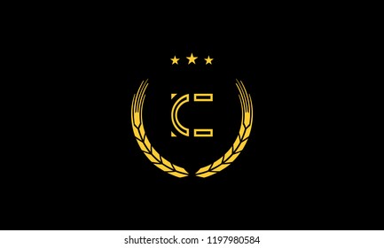 LETTER C WREATH LOGO WITH NEGATIVE SPACE EFFECT FOR ILLUSTRATION OR LOGO DESIGN USE