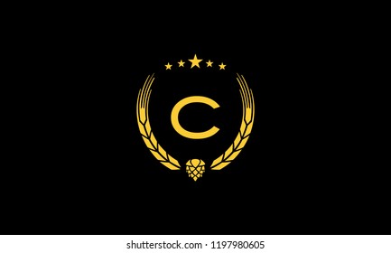 LETTER C WREATH LOGO WITH NEGATIVE SPACE EFFECT FOR ILLUSTRATION OR LOGO DESIGN USE