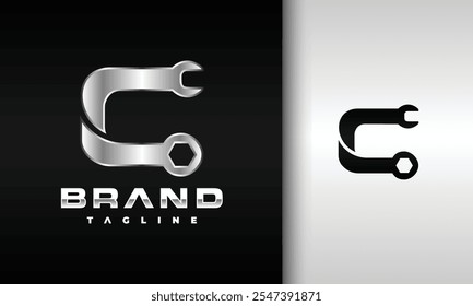 letter C wrench silver logo