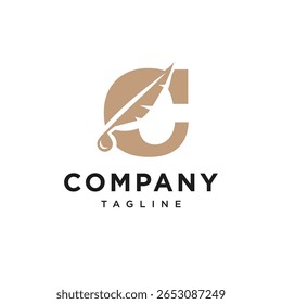 Letra C Writer ícone do logotipo vetor
