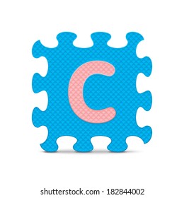 Letter "C" written with alphabet puzzle - vector illustration