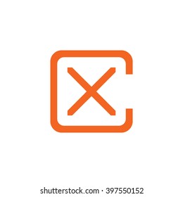 letter C and X monogram square shape logo orange