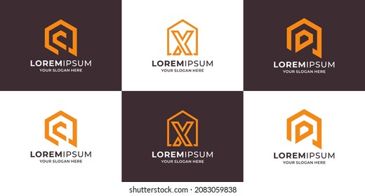 letra c x p d combinación con el concepto de logotipo de la casa