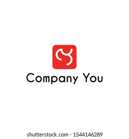 Letter C and Y logo concept, simple logo type with red color