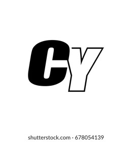 letter C and Y logo overlapping black negative