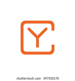 letter C and Y monogram square shape logo orange