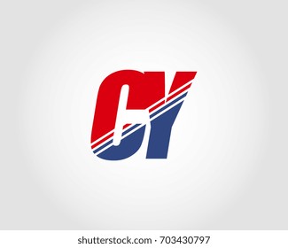 Letter C and Y red and blue combination logo