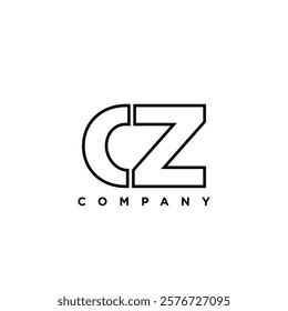 Letter C and Z, CZ logo design template. Minimal monogram initial based logotype.