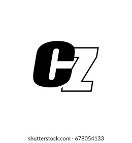 letter C and Z logo overlapping black negative