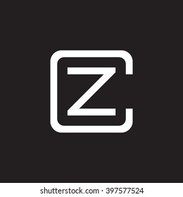 letter C and Z monogram square shape logo white black background