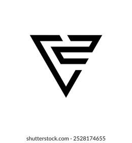 Letter c z v creative triangle shape elegant unique logo