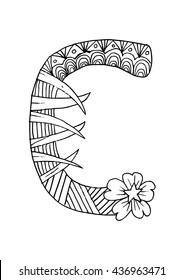Letter C with zentangle style.