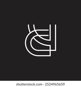 Letra C4 abstracta delgada lineal simple logo Vector 