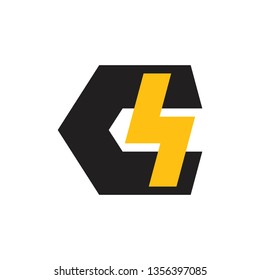 letter c4 shape simple geometric logo vector energy