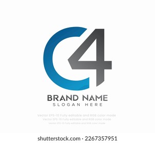 Letter C4 typography logo vector 