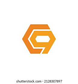 letter c9 simple geometric logo vector