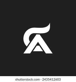 letter ca curves triangle simple geometric logo vector 