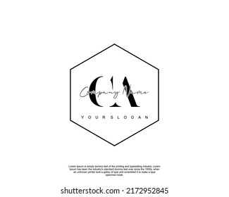 Letter CA Initial handwriting logo with signature and hand drawn style.