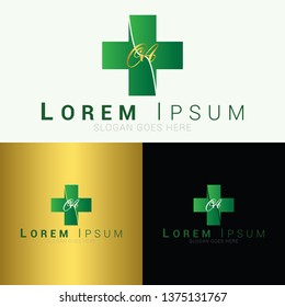 Letter CA leaf plus medical logo icon design template elements vector