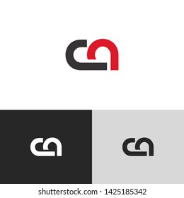 Letter ca linked lowercase logo design template elements. Isolated on white black grey background. Suitable for business, consulting group company.