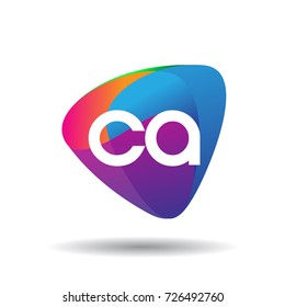 Letter CA logo with colorful splash background, letter combination logo design for creative industry, web, business and company.