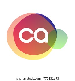 Letter CA logo with colorful splash background, letter combination logo design for creative industry, web, business and company.
